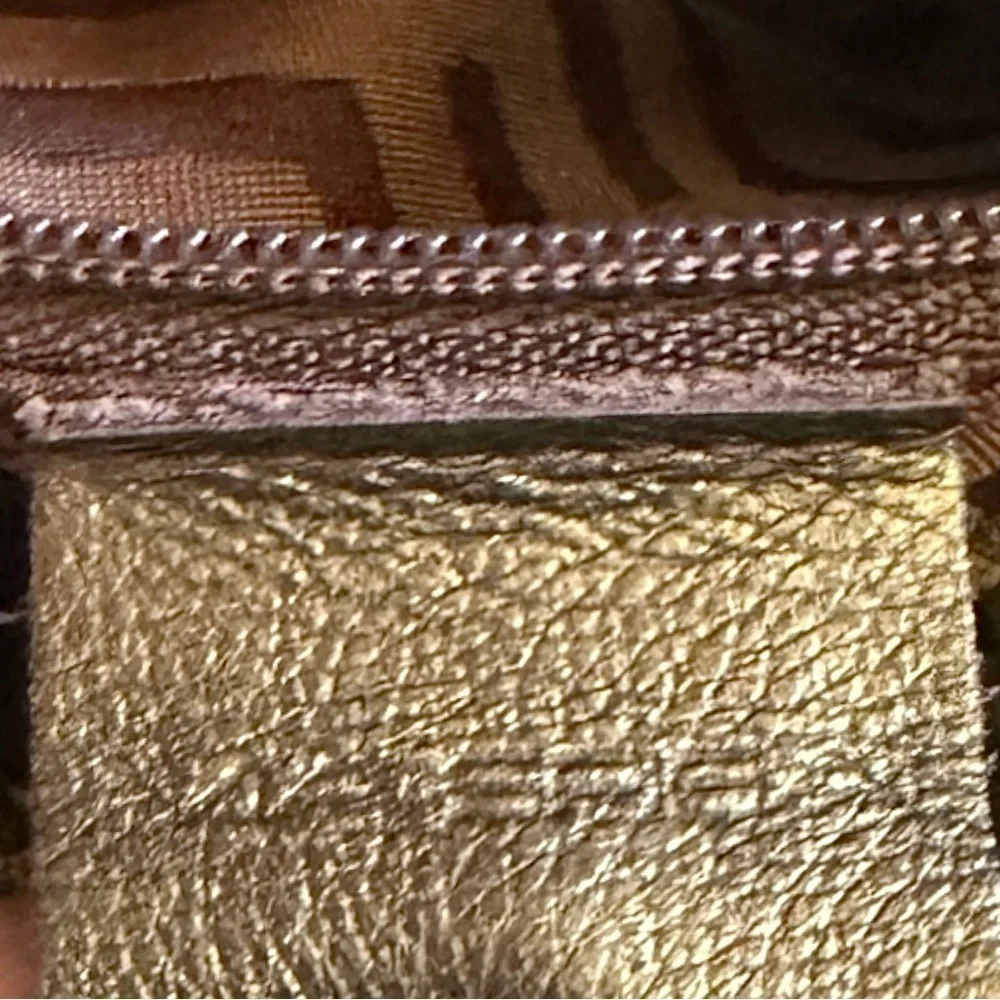 Via Spiga Metallic Bronze Genuine Leather Woven Small Shoulder Bag